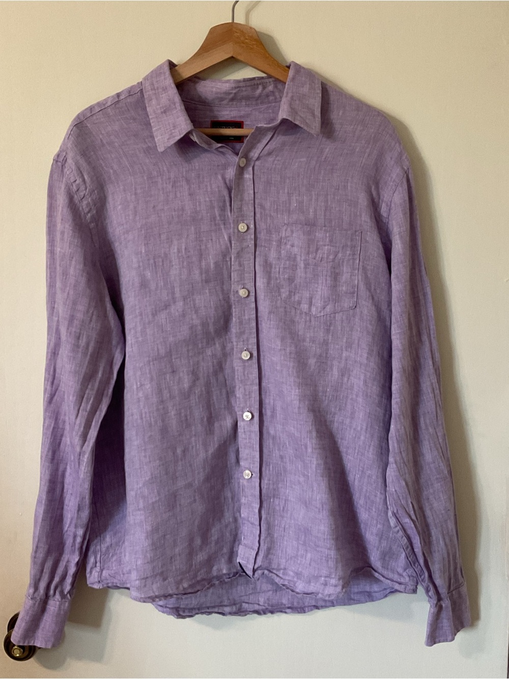 UNTUCKit Heather Purple 100% Linen Purple Long Sleeve Shirt Top Classic Men’s L